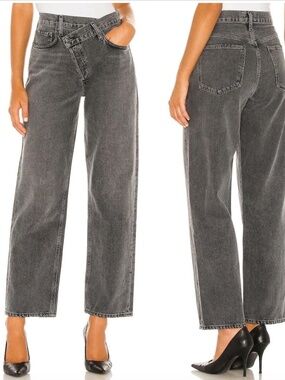 AGOLDE Criss Cross straight leg Jeans in black wash organic cotton